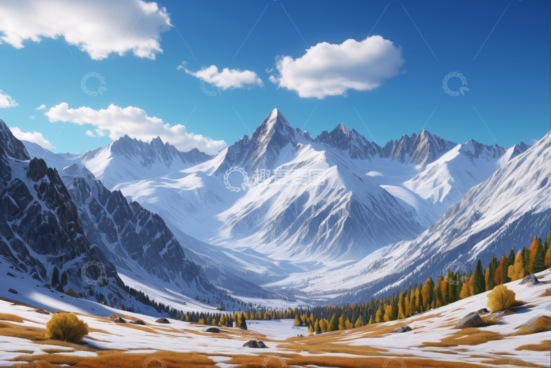 高清大图下载【趣麦麦图】雪山自然风光全景