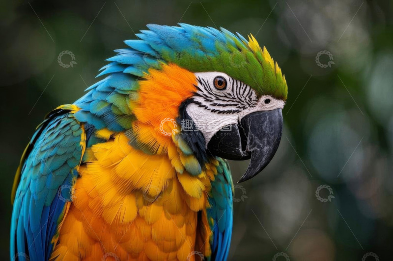 高清大图下载【趣麦麦图】色彩斑斓的金刚鹦鹉特写