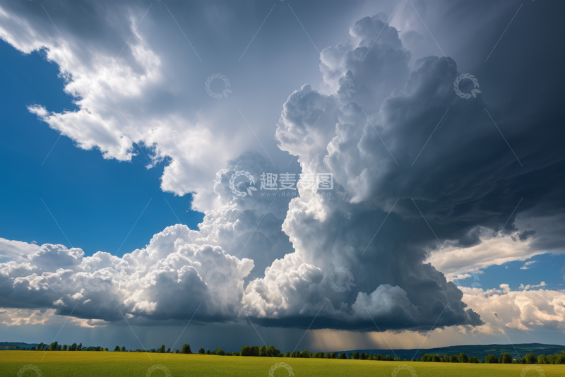 高清大图下载【趣麦麦图】广阔田野上的壮观积雨云景象