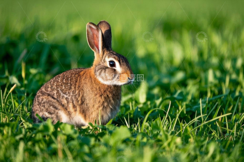 高清大图下载【趣麦麦图】草地上的野兔特写