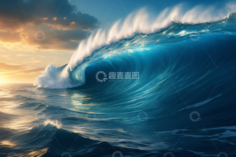 高清大图下载【趣麦麦图】海上巨大波浪自然景观