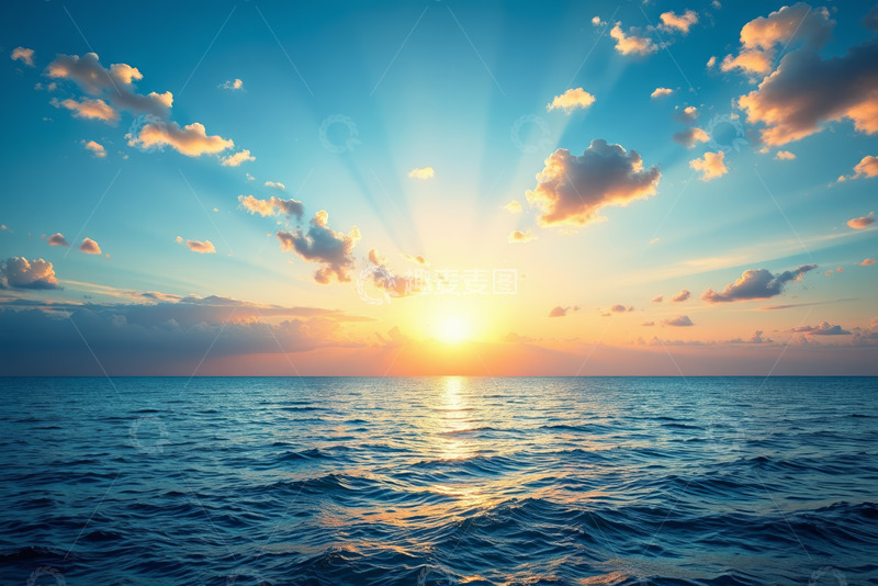 高清大图下载【趣麦麦图】海上日出全景