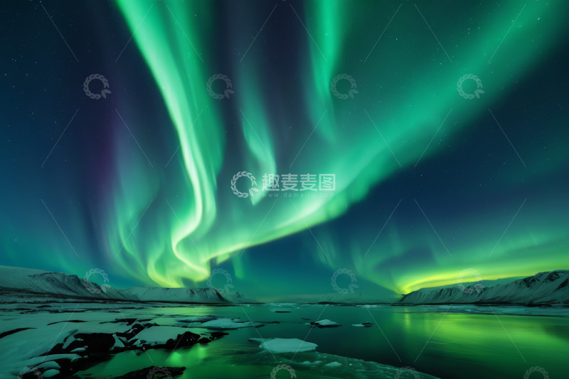 高清大图下载【趣麦麦图】北极天空下的极光景象