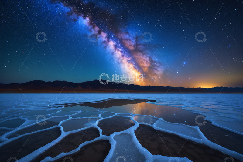 高清大图下载【趣麦麦图】盐湖星空夜景风光