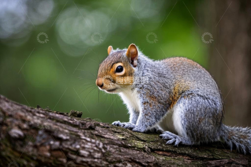 高清大图下载【趣麦麦图】树干上的松鼠特写