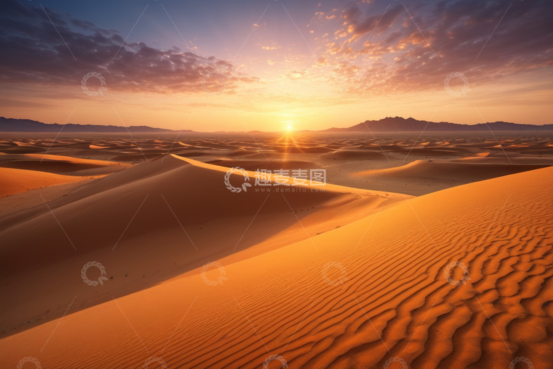 高清大图下载【趣麦麦图】沙漠日出壮丽景观