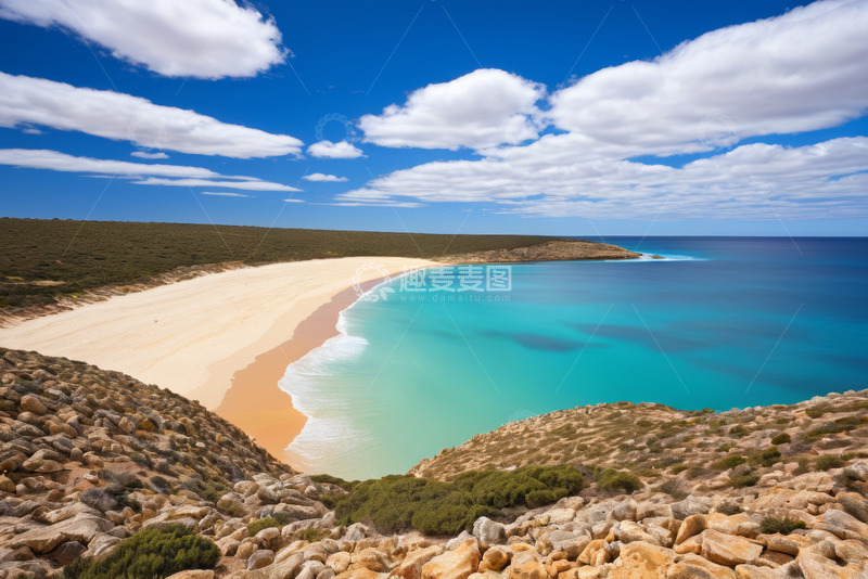 高清大图下载【趣麦麦图】俯瞰美丽海滩与蓝色海洋