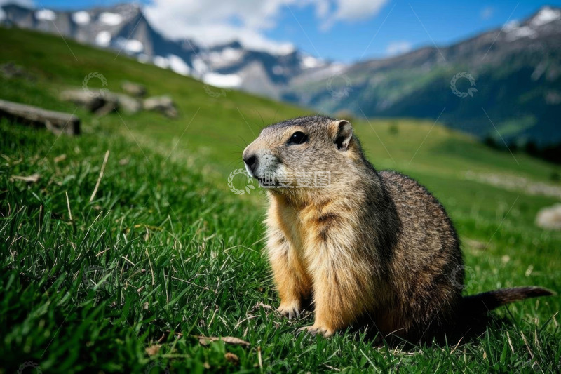 高清大图下载【趣麦麦图】草原上站立的土拨鼠
