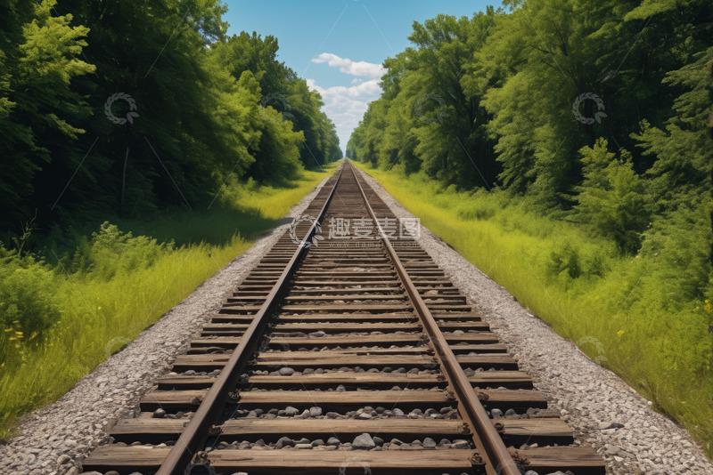 高清大图下载【趣麦麦图】林间延伸的铁路轨道