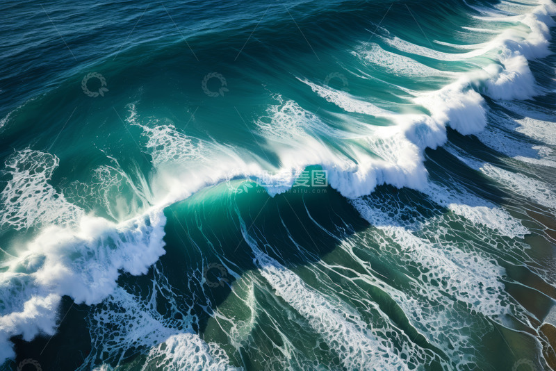 高清大图下载【趣麦麦图】俯瞰海洋翻涌的白色浪花