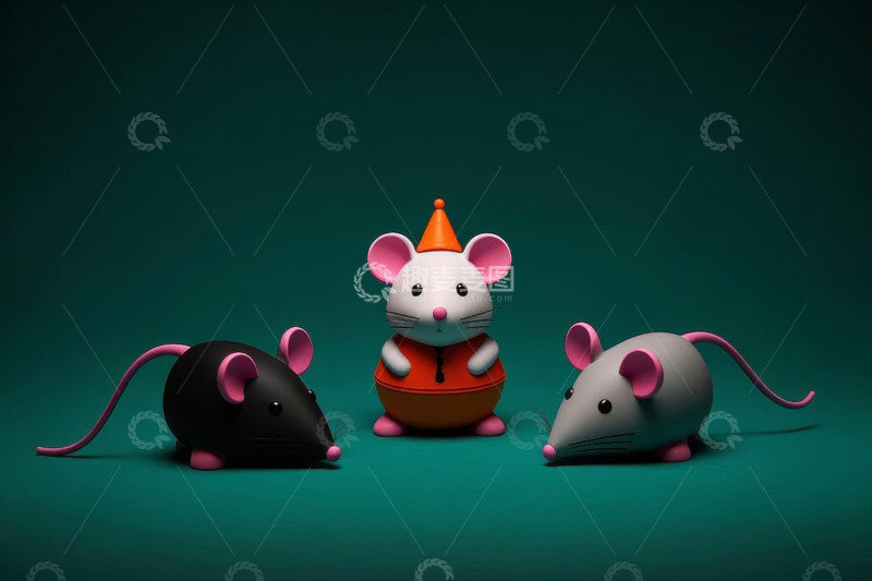 高清大图下载【趣麦麦图】三只卡通老鼠摆拍素材