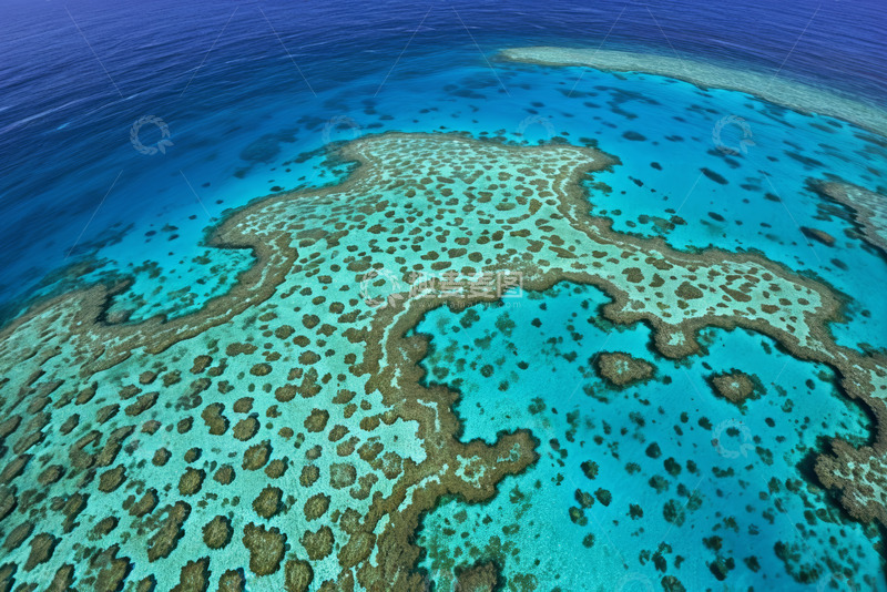 高清大图下载【趣麦麦图】俯瞰海洋中的珊瑚礁景观