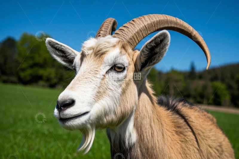 高清大图下载【趣麦麦图】草地上的山羊特写