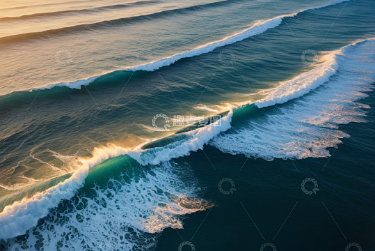 航拍海浪翻涌的海洋景象