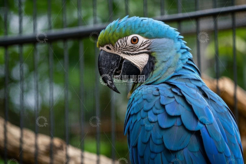 高清大图下载【趣麦麦图】蓝金刚鹦鹉特写