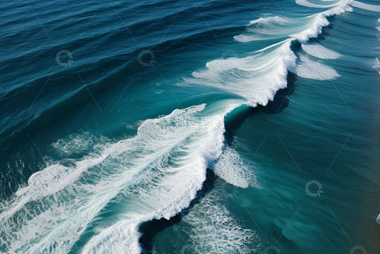 俯瞰海浪拍打海洋画面