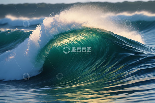 海洋中翻滚的壮观海浪