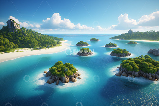 热带海岛自然风光全景