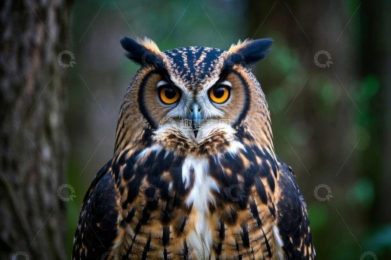 高清大图下载【趣麦麦图】森林中的猫头鹰特写