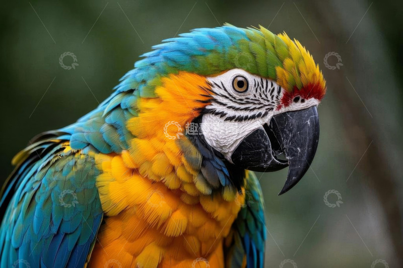 高清大图下载【趣麦麦图】色彩斑斓的金刚鹦鹉特写