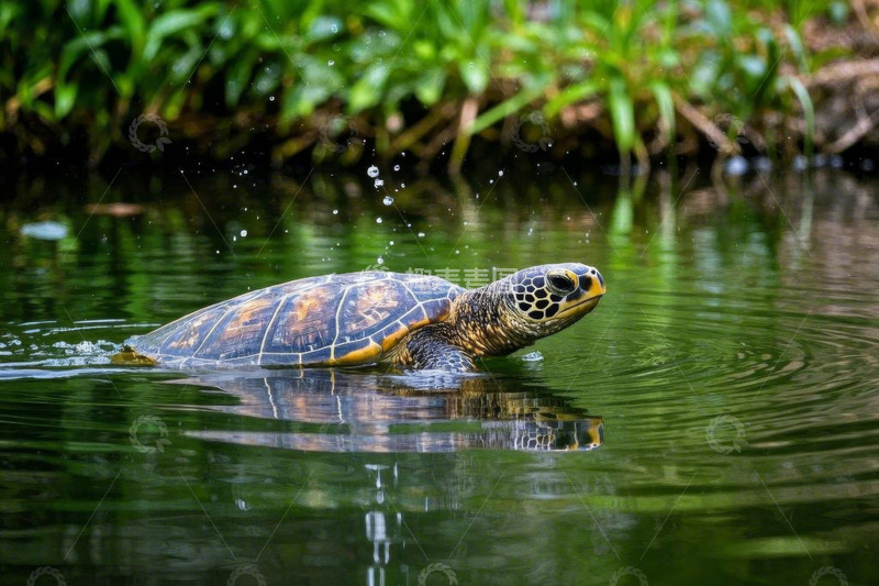 高清大图下载【趣麦麦图】水中海龟特写
