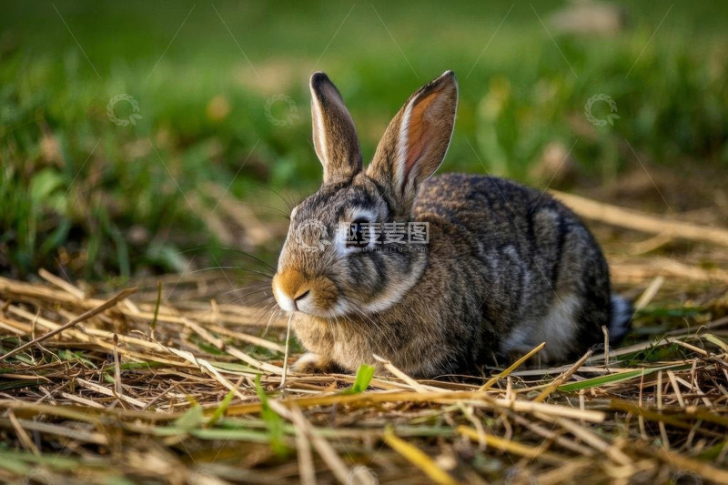 高清大图下载【趣麦麦图】草地上的兔子特写