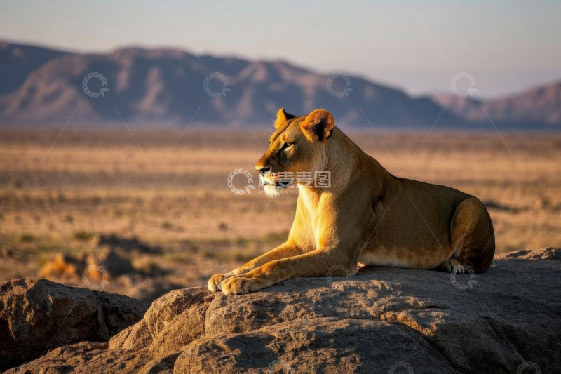 高清大图下载【趣麦麦图】非洲草原休憩的母狮