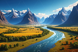 壮丽山河自然风景全景