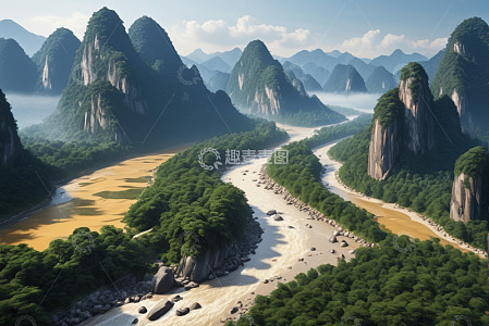 广西山水河流自然风光