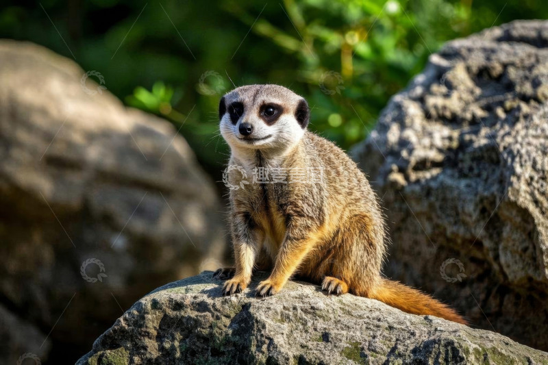 高清大图下载【趣麦麦图】岩石上的猫鼬特写