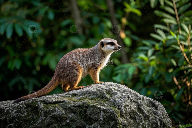 高清大图下载【趣麦麦图】岩石上站立的猫鼬