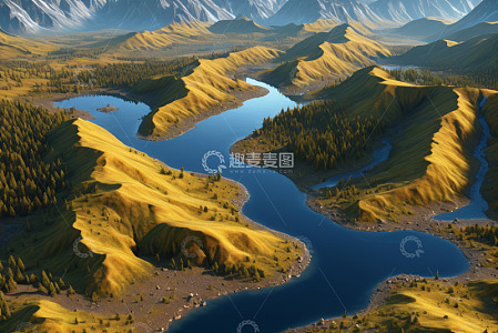 山川河流自然风光全景