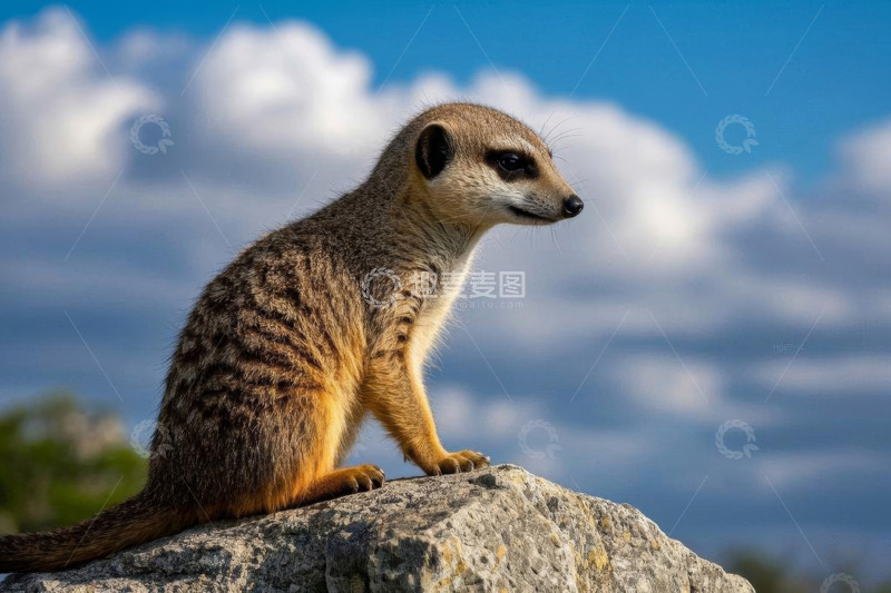 高清大图下载【趣麦麦图】岩石上的猫鼬特写