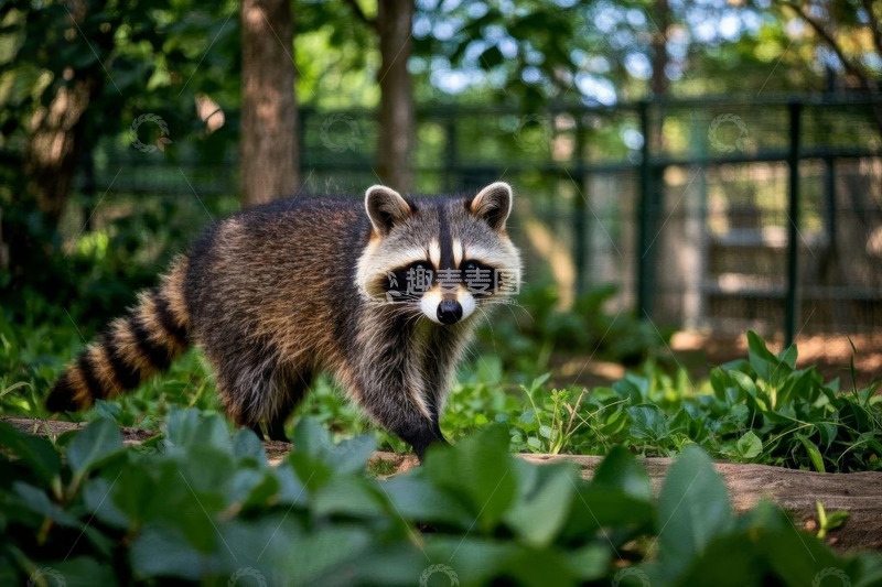 高清大图下载【趣麦麦图】林间行走的浣熊