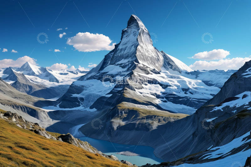 高清大图下载【趣麦麦图】瑞士阿尔卑斯山雪山全景