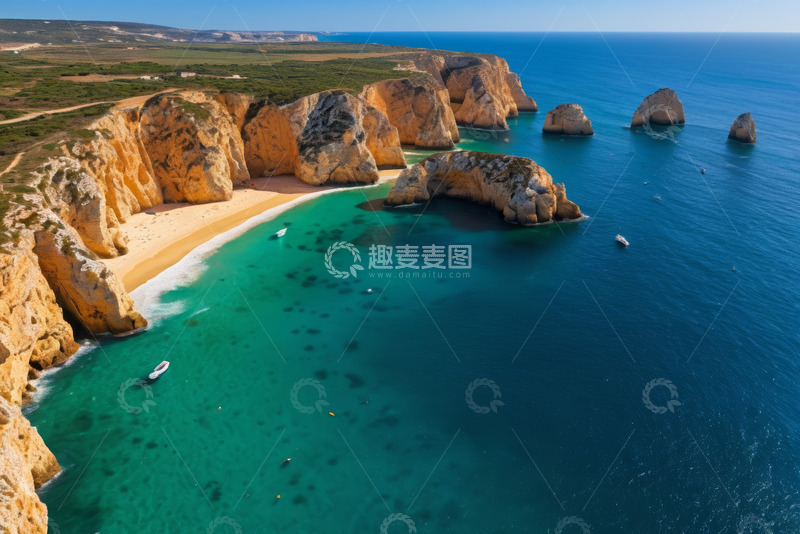 高清大图下载【趣麦麦图】葡萄牙海岸海滩与岩石景观