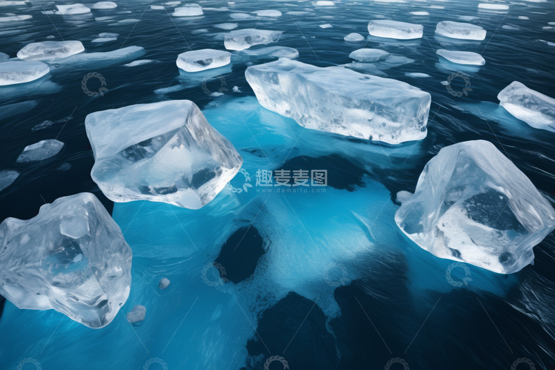 高清大图下载【趣麦麦图】海洋中漂浮的冰块