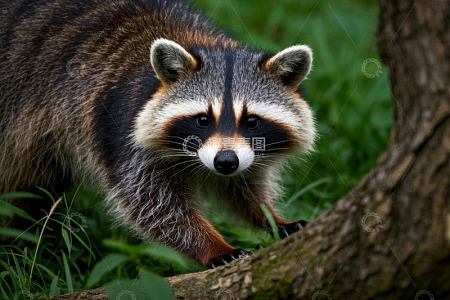 森林中浣熊特写