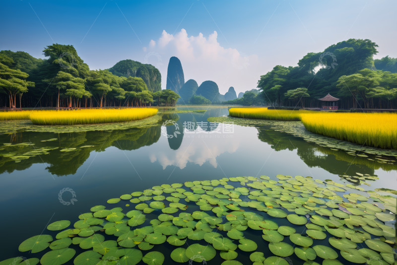 高清大图下载【趣麦麦图】山水相依的自然风光