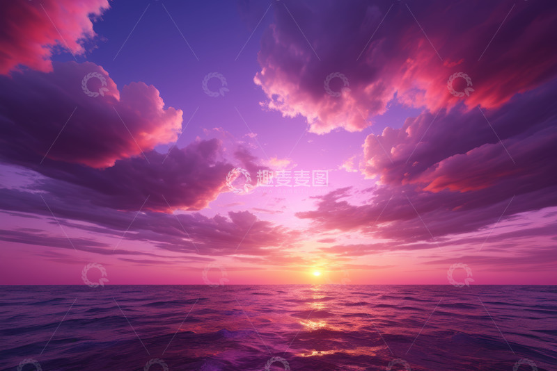 高清大图下载【趣麦麦图】海上日落天空云彩美景