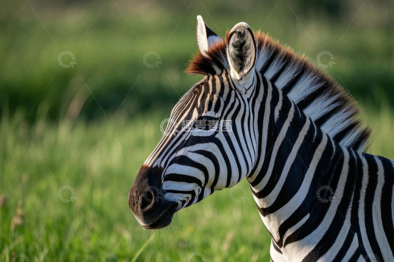 高清大图下载【趣麦麦图】草原上的斑马特写素材