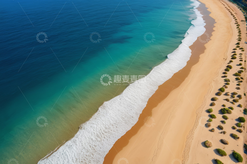 高清大图下载【趣麦麦图】俯瞰美丽海滩与海洋景观