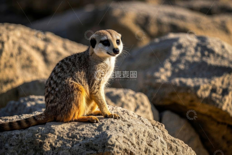 高清大图下载【趣麦麦图】岩石上的猫鼬特写