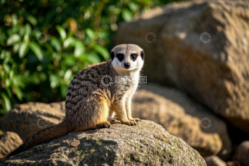 高清大图下载【趣麦麦图】猫鼬坐于岩石之上