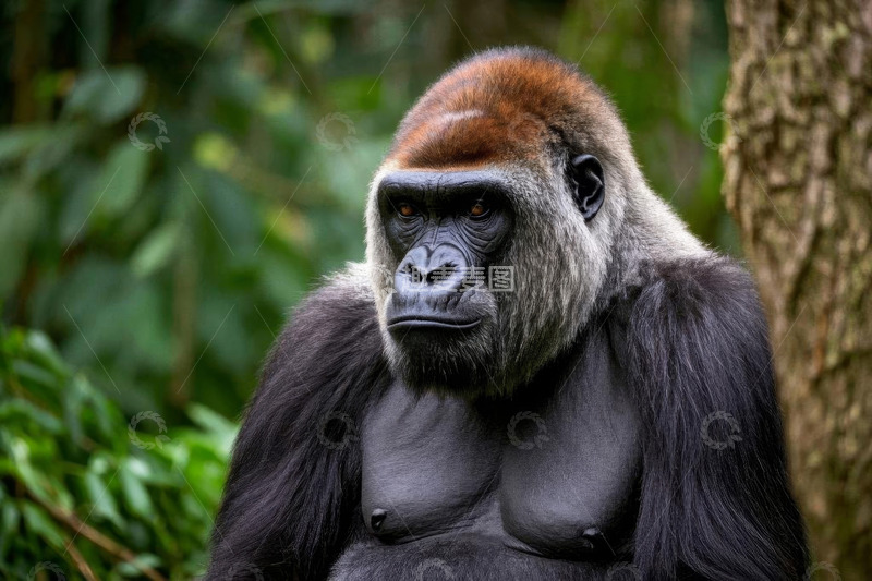 高清大图下载【趣麦麦图】大猩猩自然环境特写