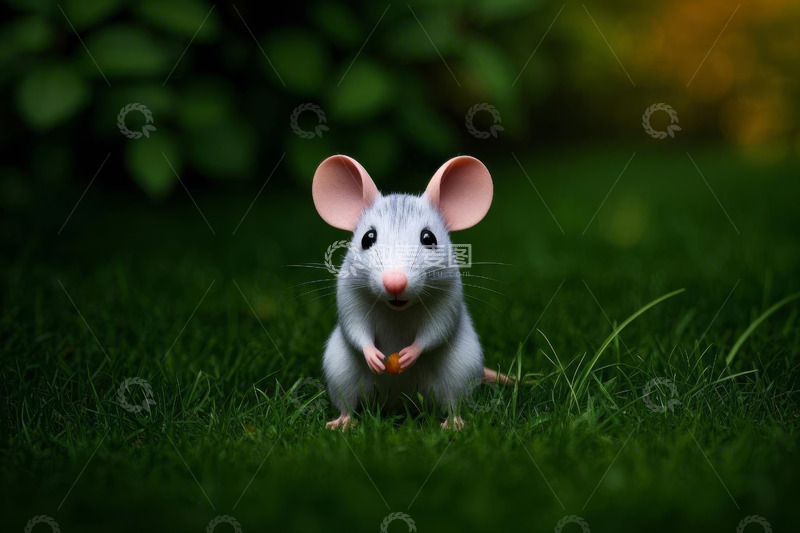 高清大图下载【趣麦麦图】草地上站立的可爱老鼠