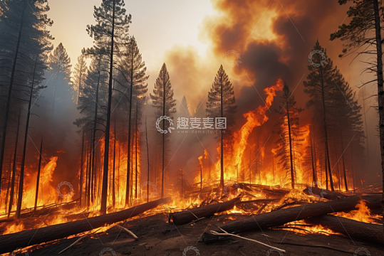 森林野火熊熊燃烧场景