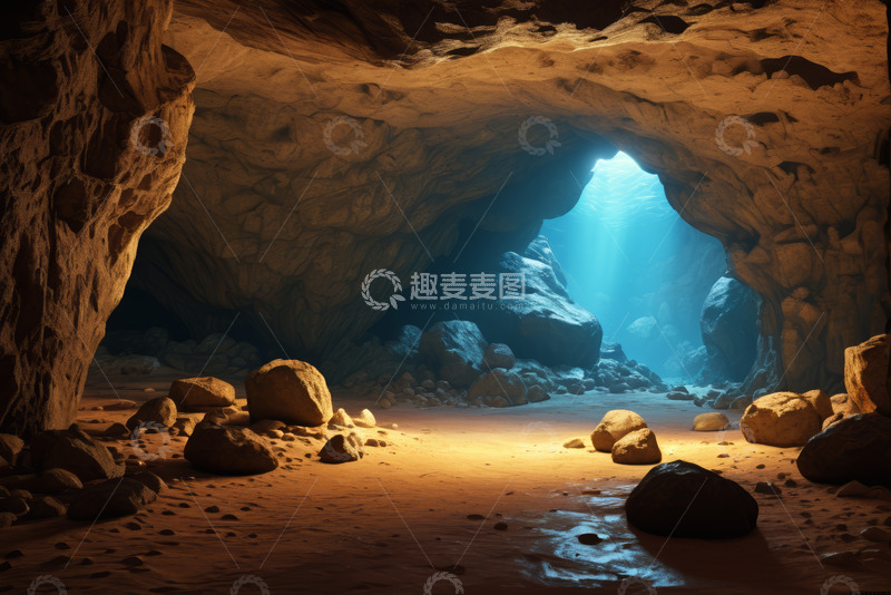 高清大图下载【趣麦麦图】洞穴内部洞口透光景观
