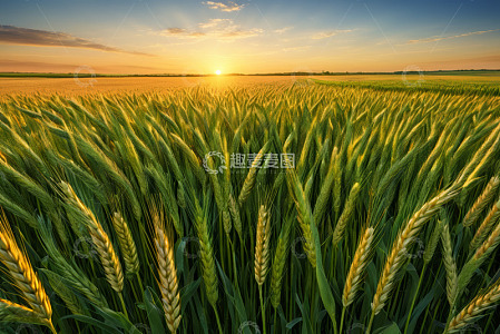 夕阳下的麦田自然风光
