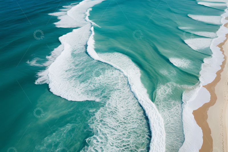 高清大图下载【趣麦麦图】海滩海浪俯瞰全景